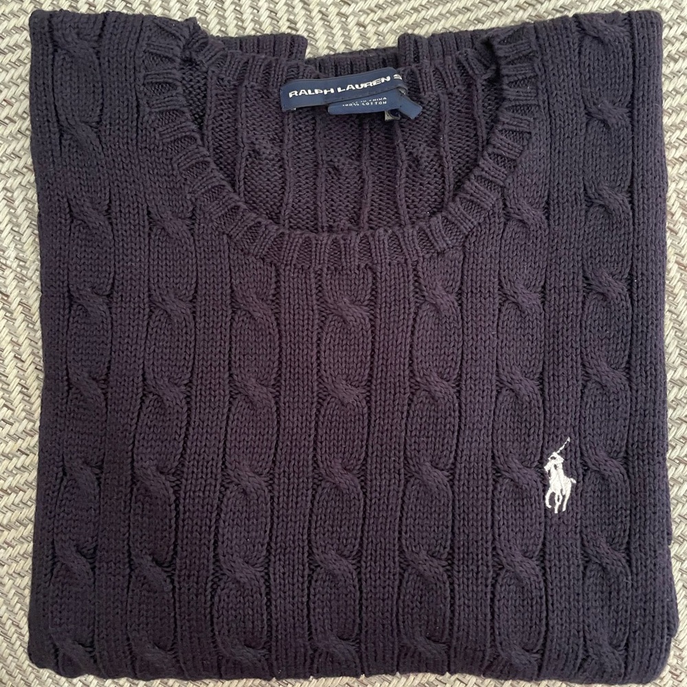 Ralph Lauren Cable-Knit Cotton Short-Sleeve Sweater